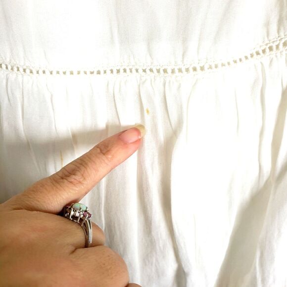 Free People Women's Cold Off the Shoulders Boho Gypsy White Floral Top Size SM - Picture 10 of 14